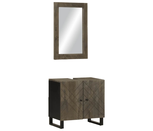 Conjunto de muebles de baño 2 piezas madera maciza mango negro