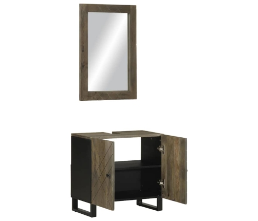 Conjunto de muebles de baño 2 piezas madera maciza mango negro