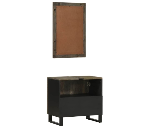 Conjunto de muebles de baño 2 piezas madera maciza mango negro