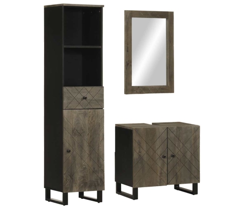 Conjunto de muebles de baño 3 piezas madera maciza mango negro