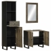 Conjunto de muebles de baño 3 piezas madera maciza mango negro