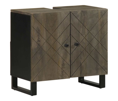 Conjunto de muebles de baño 5 piezas madera maciza mango negro