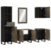 Conjunto de muebles de baño 5 piezas madera maciza mango negro