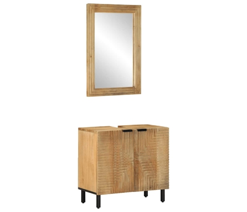 Conjunto de muebles de baño 2 uds marrón madera maciza de mango