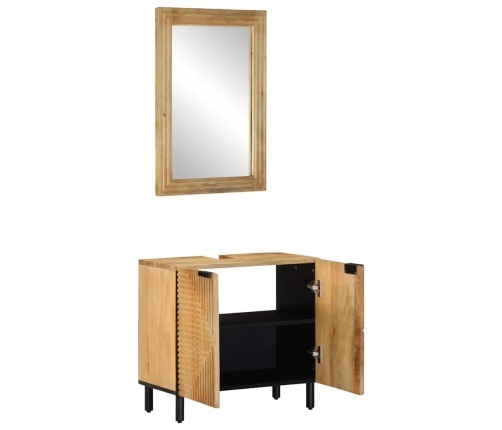 Conjunto de muebles de baño 2 uds marrón madera maciza de mango