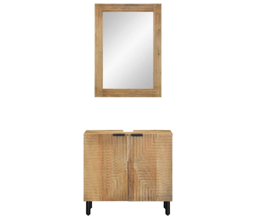 Conjunto de muebles de baño 2 uds marrón madera maciza de mango