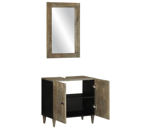 Conjunto de muebles de baño 2 piezas madera maciza de mango