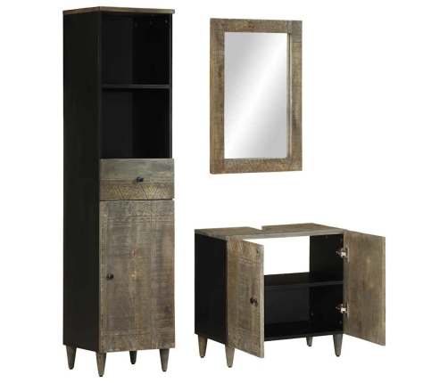 Conjunto de muebles de baño 3 piezas madera maciza de mango