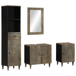 Conjunto de muebles de baño 4 piezas madera maciza de mango