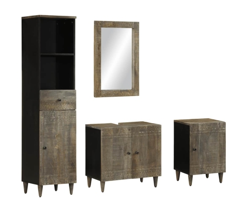 Conjunto de muebles de baño 4 piezas madera maciza de mango