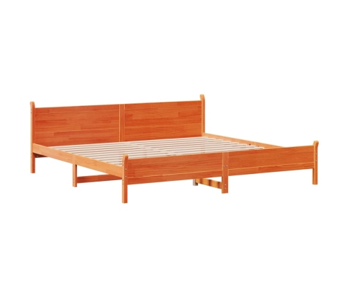 Cama sin colchón madera maciza de pino marrón cera 200x200 cm