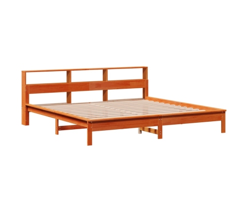 Cama sin colchón madera maciza de pino marrón cera 200x200 cm