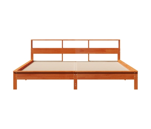 Cama sin colchón madera maciza de pino marrón cera 200x200 cm