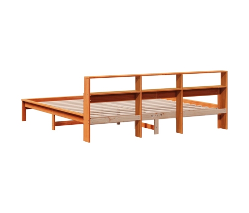 Cama sin colchón madera maciza de pino marrón cera 200x200 cm