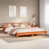 Cama sin colchón madera maciza de pino marrón cera 200x200 cm