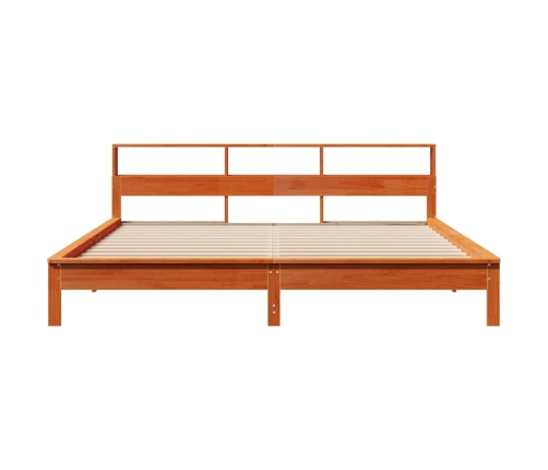 Cama sin colchón madera maciza de pino marrón cera 180x200 cm