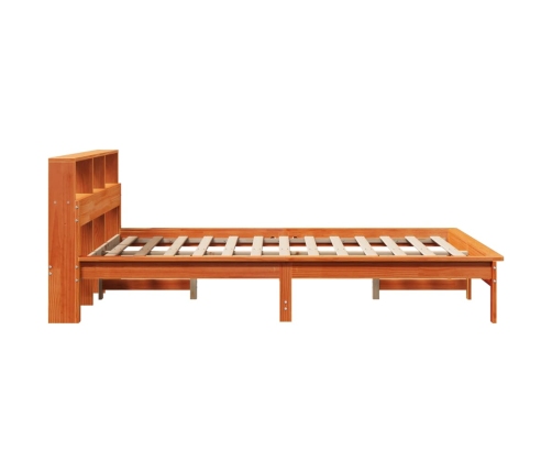 Cama sin colchón madera maciza de pino marrón cera 160x200 cm