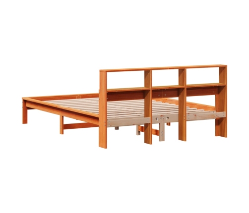 Cama sin colchón madera maciza de pino marrón cera 160x200 cm