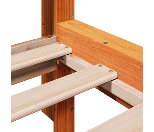 Cama sin colchón madera maciza de pino marrón cera 160x200 cm