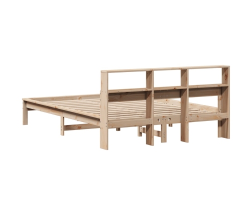 Estructura de cama sin colchón madera maciza de pino 140x190 cm