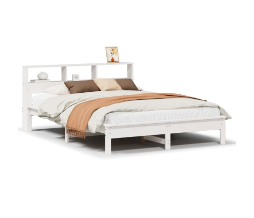 Estructura de cama sin colchón madera de pino blanca 140x190 cm