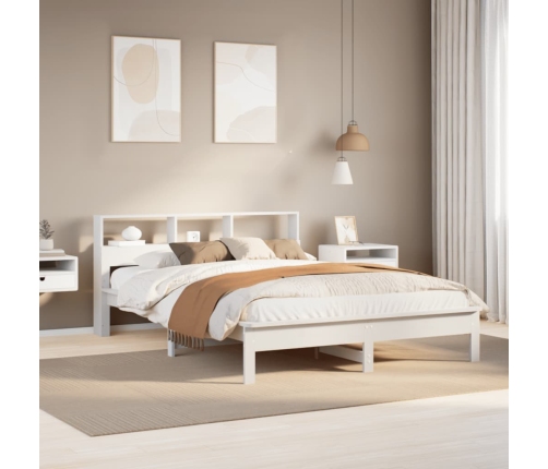 Estructura de cama sin colchón madera de pino blanca 140x190 cm