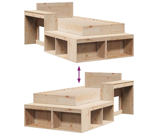 Estructura de cama sin colchón madera maciza de pino 90x200 cm