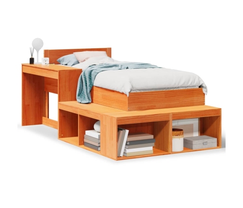 Estructura de cama sin colchón madera maciza marrón 90x190 cm