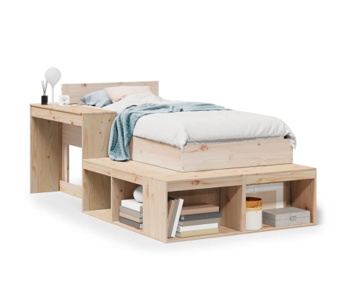 Estructura de cama sin colchón madera maciza pino 75x190 cm