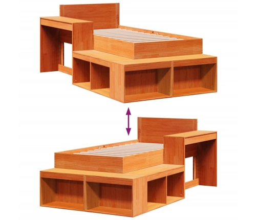 Estructura de cama sin colchón madera maciza marrón 75x190 cm