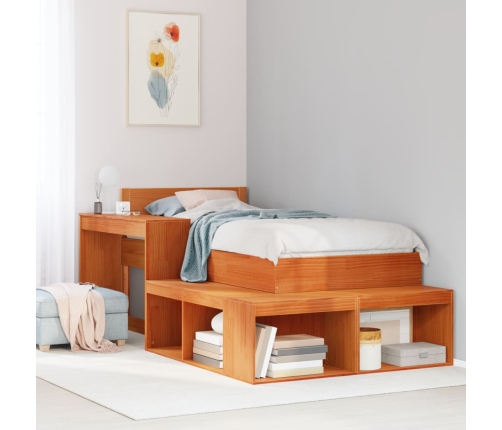 Estructura de cama sin colchón madera maciza marrón 75x190 cm