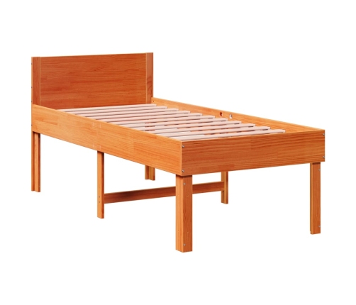 Cama sin colchón madera maciza pino marrón cera 80x200 cm