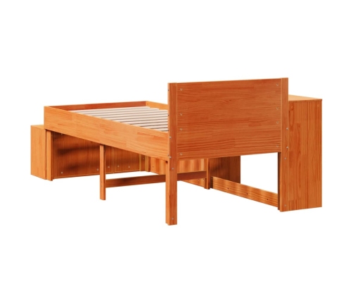 Cama sin colchón madera maciza pino marrón cera 80x200 cm