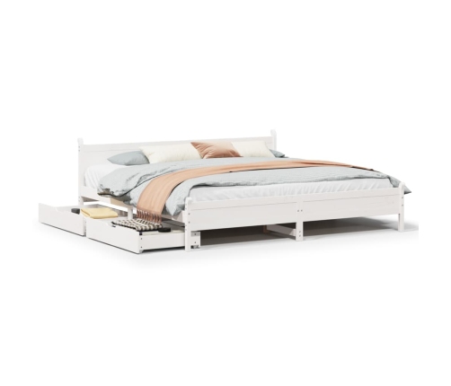 Estructura de cama sin colchón madera maciza blanca 200x200 cm