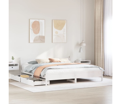 Estructura de cama sin colchón madera maciza blanca 200x200 cm