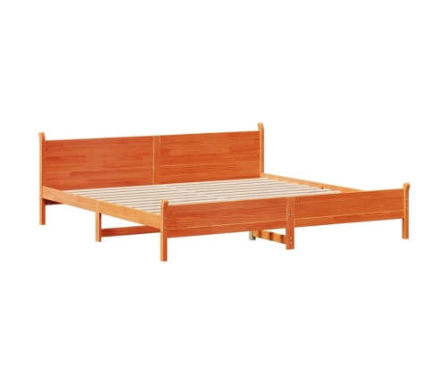 Cama sin colchón madera maciza de pino marrón cera 200x200 cm