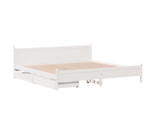 Cama sin colchón madera maciza de pino blanca 180x200 cm