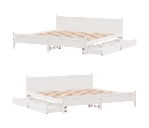 Cama sin colchón madera maciza de pino blanca 180x200 cm