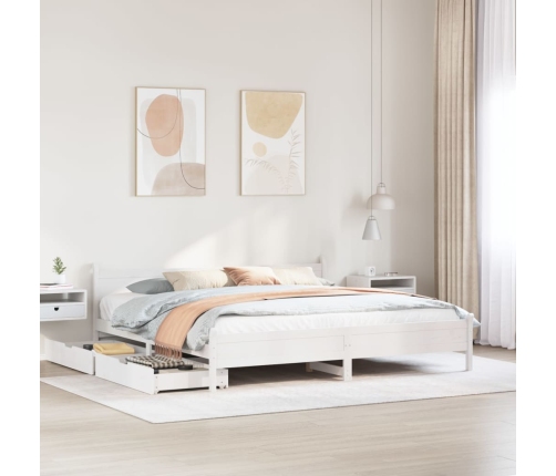 Cama sin colchón madera maciza de pino blanca 180x200 cm