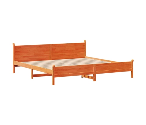 Cama sin colchón madera maciza de pino marrón cera 180x200 cm