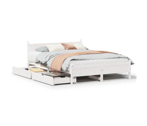 Estructura de cama sin colchón madera maciza de pino 160x200 cm
