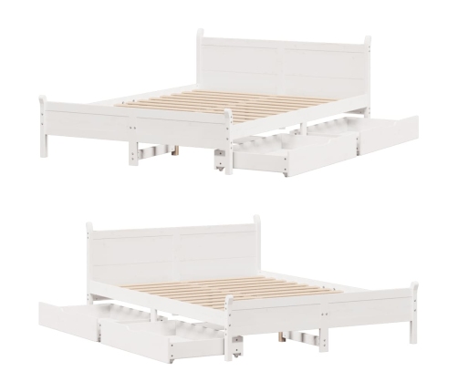 Estructura de cama sin colchón madera maciza de pino 160x200 cm
