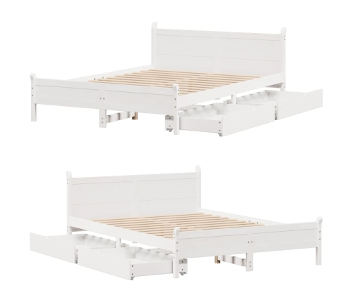 Estructura de cama sin colchón madera de pino blanca 140x200 cm