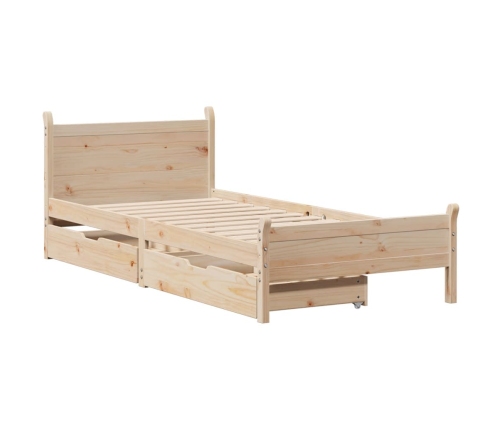 Estructura de cama sin colchón madera maciza de pino 100x200 cm