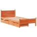 Cama sin colchón madera maciza de pino marrón cera 100x200 cm