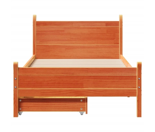 Cama sin colchón madera maciza de pino marrón cera 100x200 cm