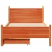 Cama sin colchón madera maciza de pino marrón cera 100x200 cm