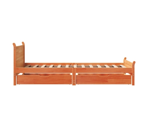 Cama sin colchón madera maciza de pino marrón cera 100x200 cm