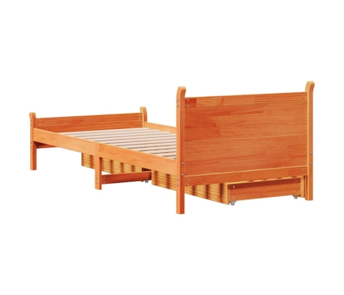 Cama sin colchón madera maciza de pino marrón cera 100x200 cm