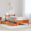 Cama sin colchón madera maciza de pino marrón cera 100x200 cm